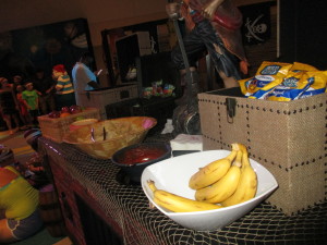 Chips and fresh fruit at the Pirates and Pals pre-cruise event