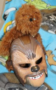 Stuffed Chewbacca doll and of course the Wookie talking Chewbacca mask