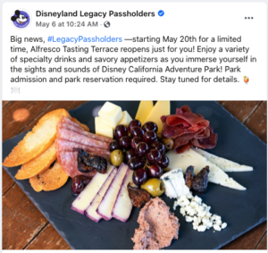 Alfresco Tasting Terrace Reopening Announcement